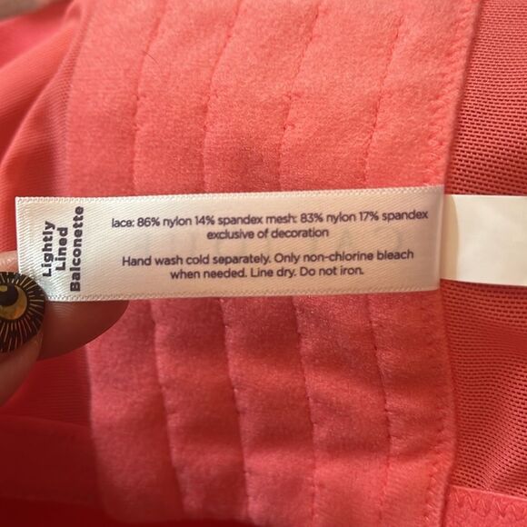 NWT Cacique Lightly Lined Balconette Salmon Pink Lace Underwire Bra 44DD - Picture 8 of 8